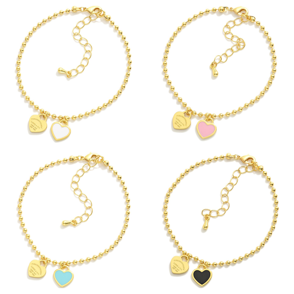 Ball Chain Heart Bracelets