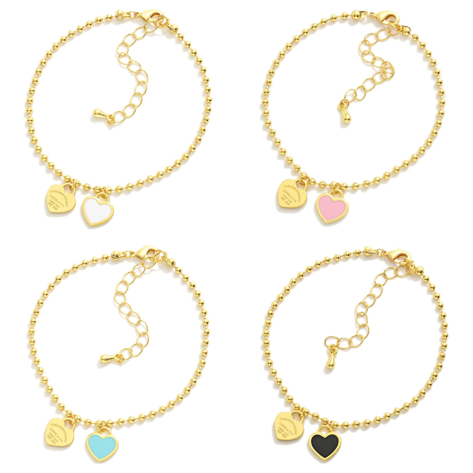 Ball Chain Heart Bracelets