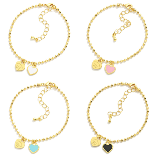Ball Chain Heart Bracelets