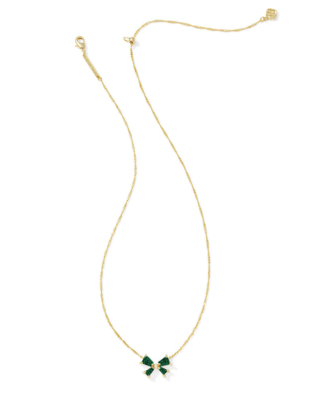 Kendra Scott Blair Bow Small Short Pendant Necklace - Gold Emerald Drusy