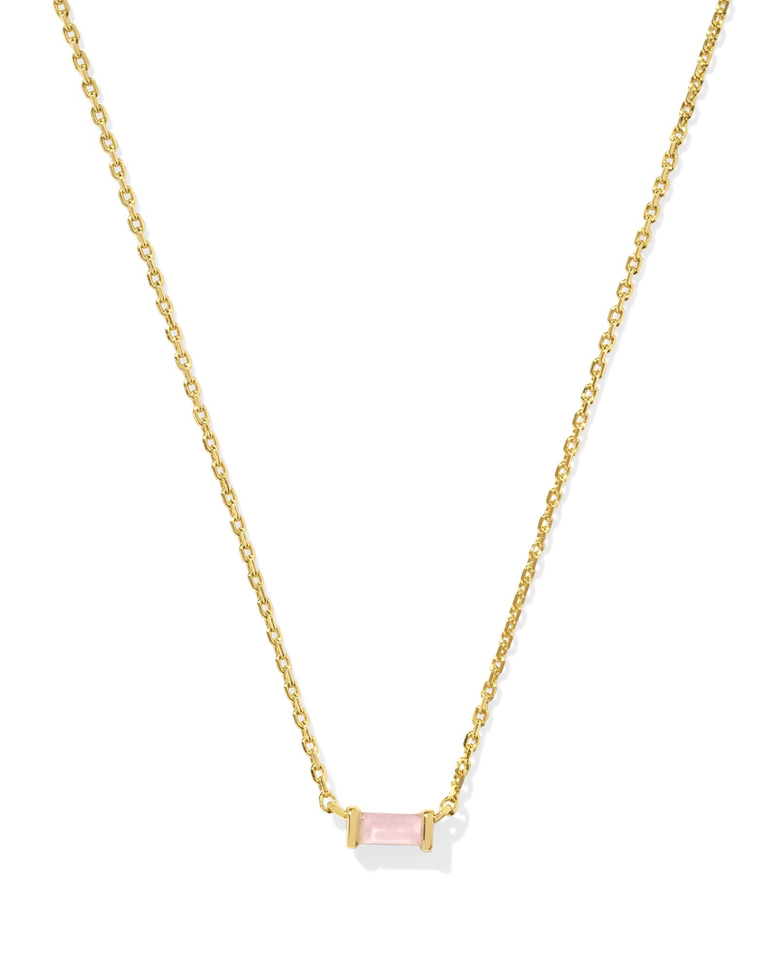 Kendra Scott Juliette Pendant Necklace - Gold Rose Quartz