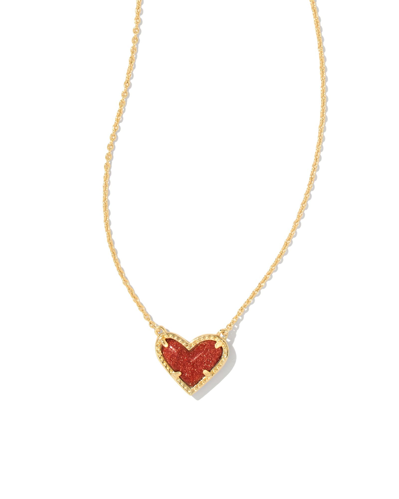 Kendra Scott Ari Heart Pendant Necklace - Gold Orange Goldstone