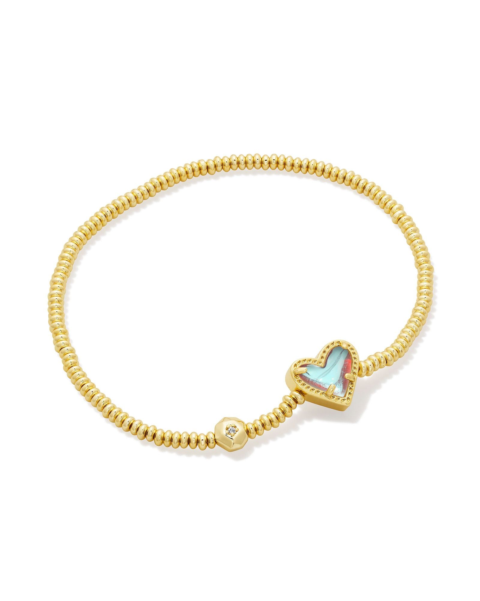 Kendra Scott Ari Heart Stretch Bracelet - Gold Dichroic Glass