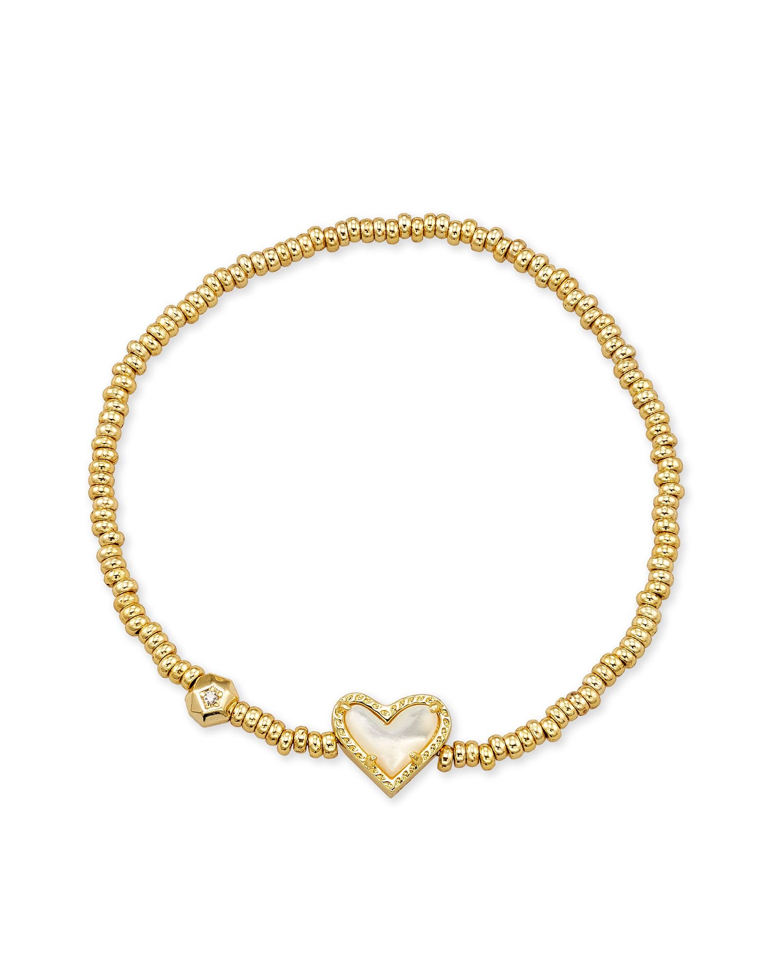 Kendra Scott Ari Heart Stretch Bracelet - Gold Ivory Mother of Pearl
