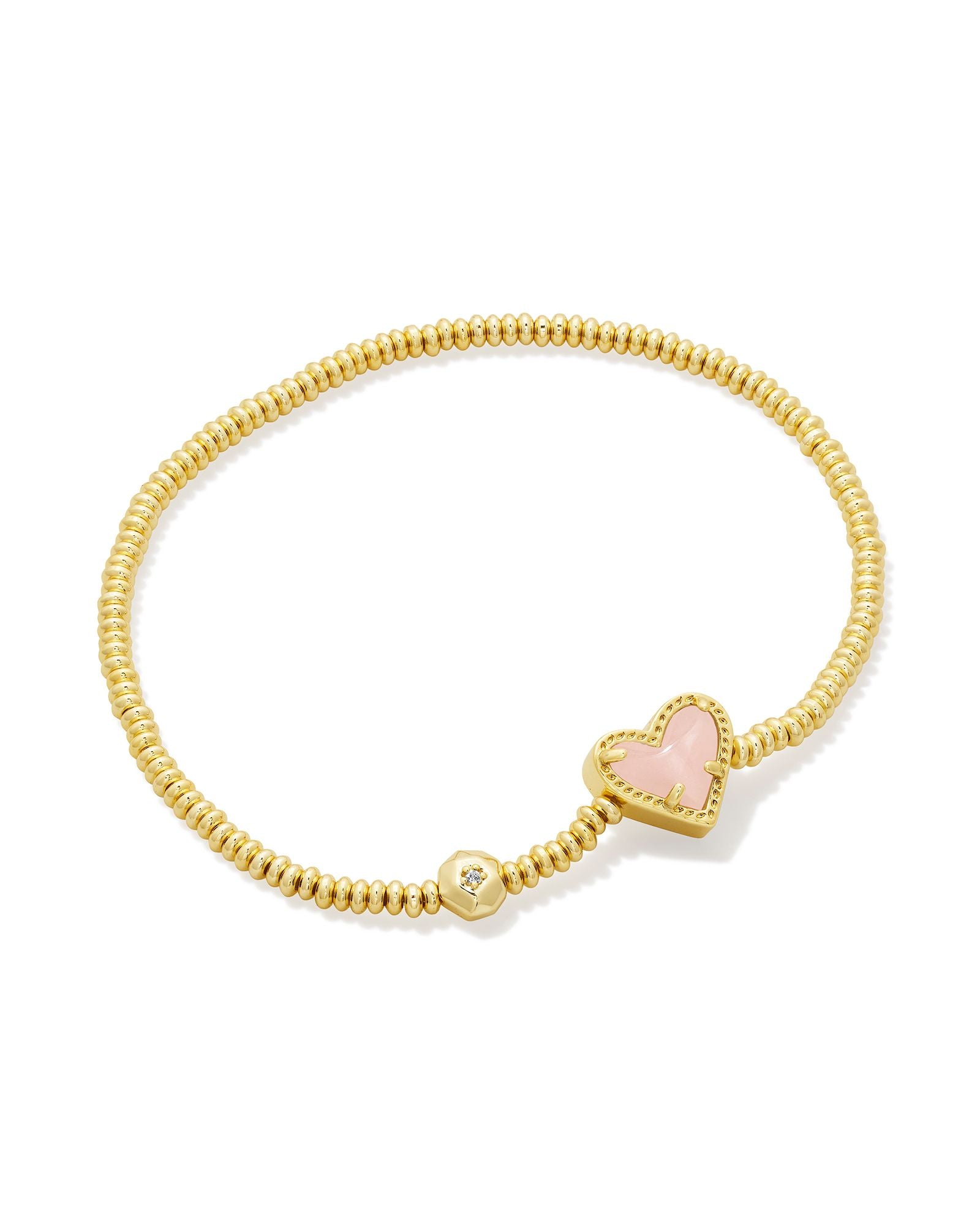 Kendra Scott Ari Heart Stretch Bracelet - Gold Rose Quartz