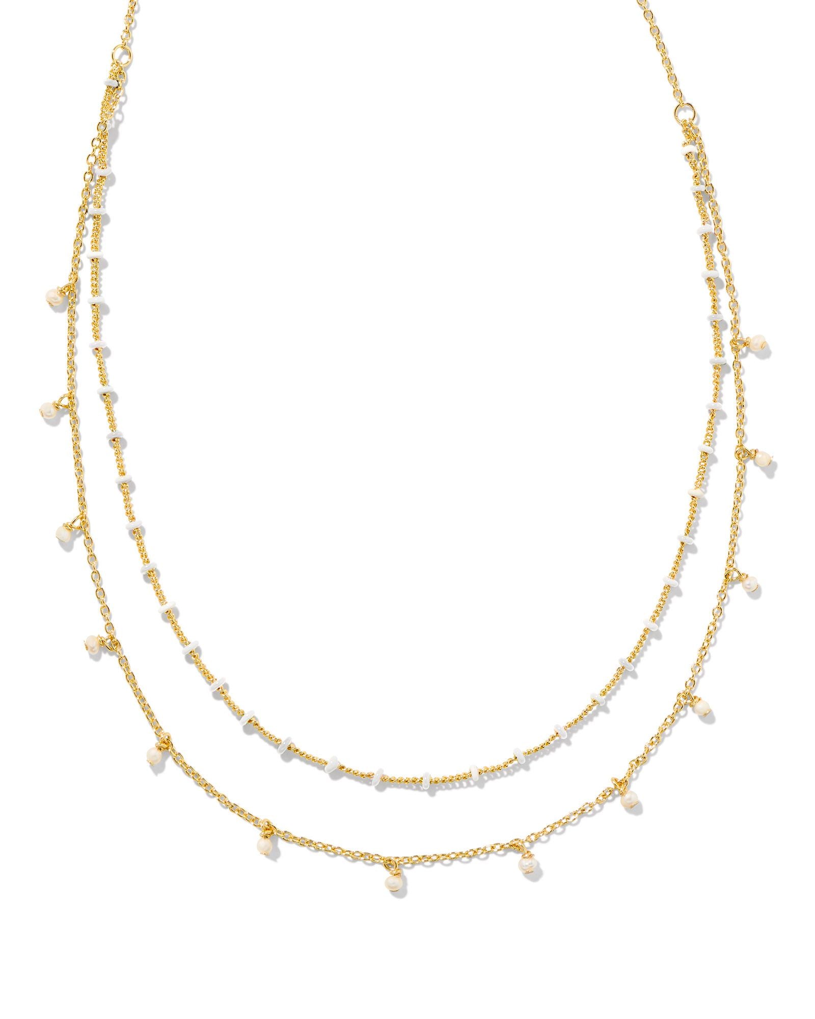 Kendra Scott Eve Multi Strand Necklace - Gold White Pearl