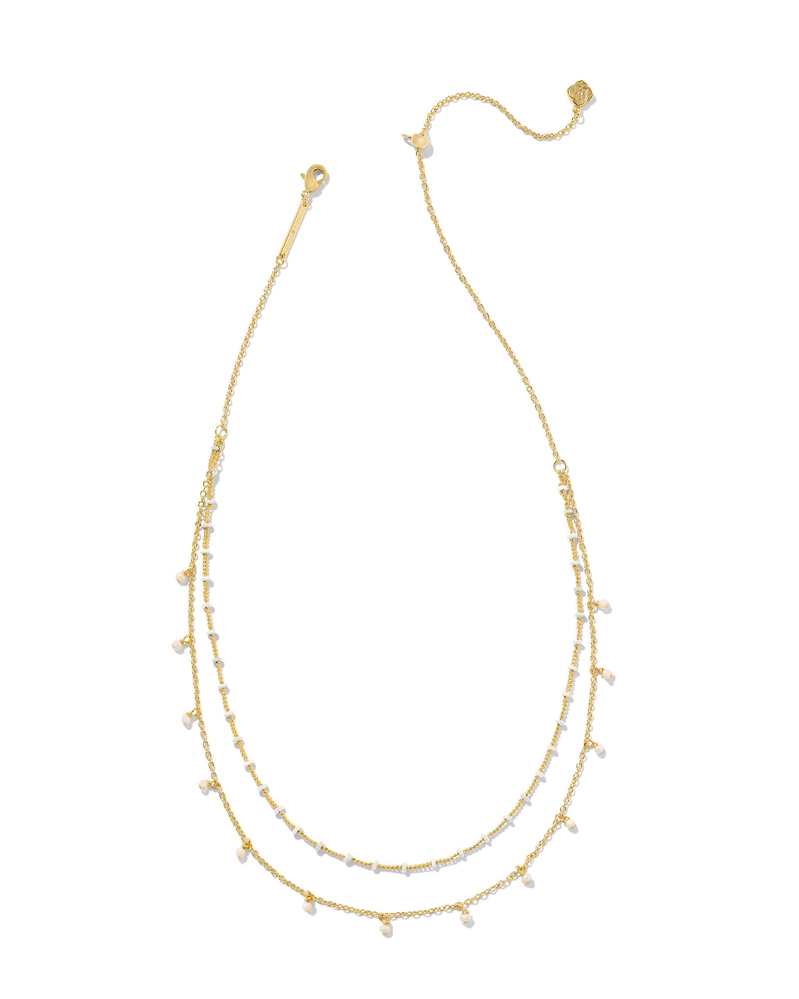 Kendra Scott Eve Multi Strand Necklace - Gold White Pearl