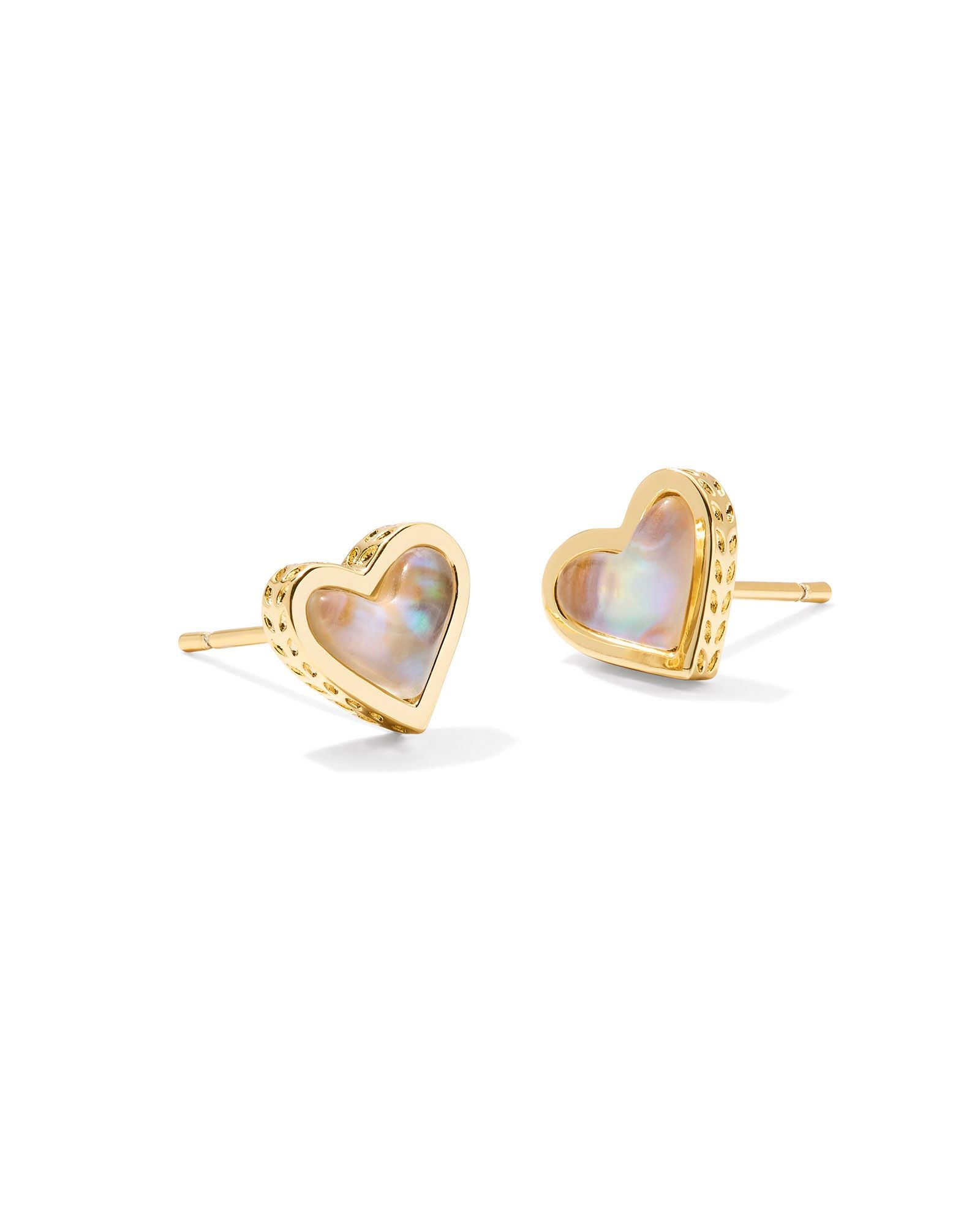 Kendra Scott Framed Ari Heart Stud Earrings - Gold Iridescent Abalone