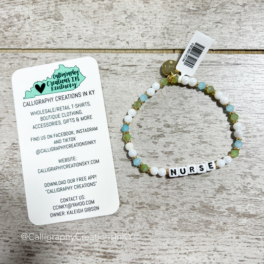 Nurse - Sea Breeze Little Words Project Beaded Bracelet