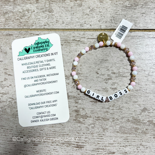 Girl Boss - Cotton Candy Skies Little Words Project Beaded Bracelet