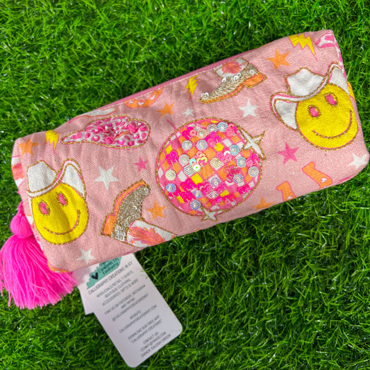 Pink Disco Cowgirl Small Zipper Pouch