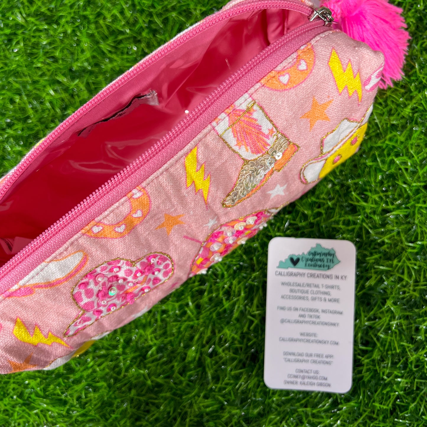 Pink Disco Cowgirl Small Zipper Pouch