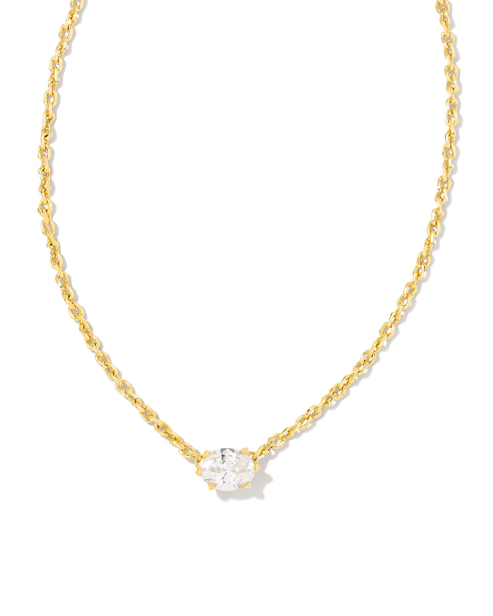 Kendra Scott Cailin Pendant Necklace - Gold Metal White CZ