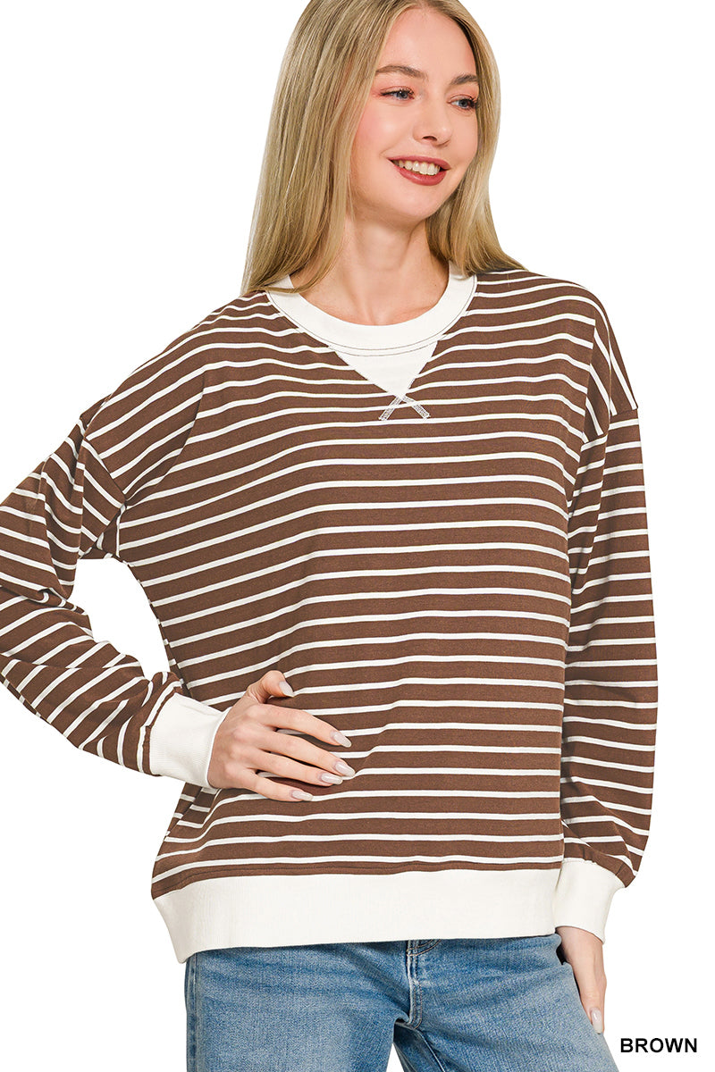 Classic Stripe Crew | Brown