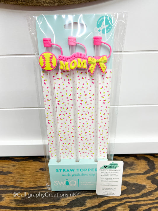 Pitch Hit Run Swig Straw Topper Set