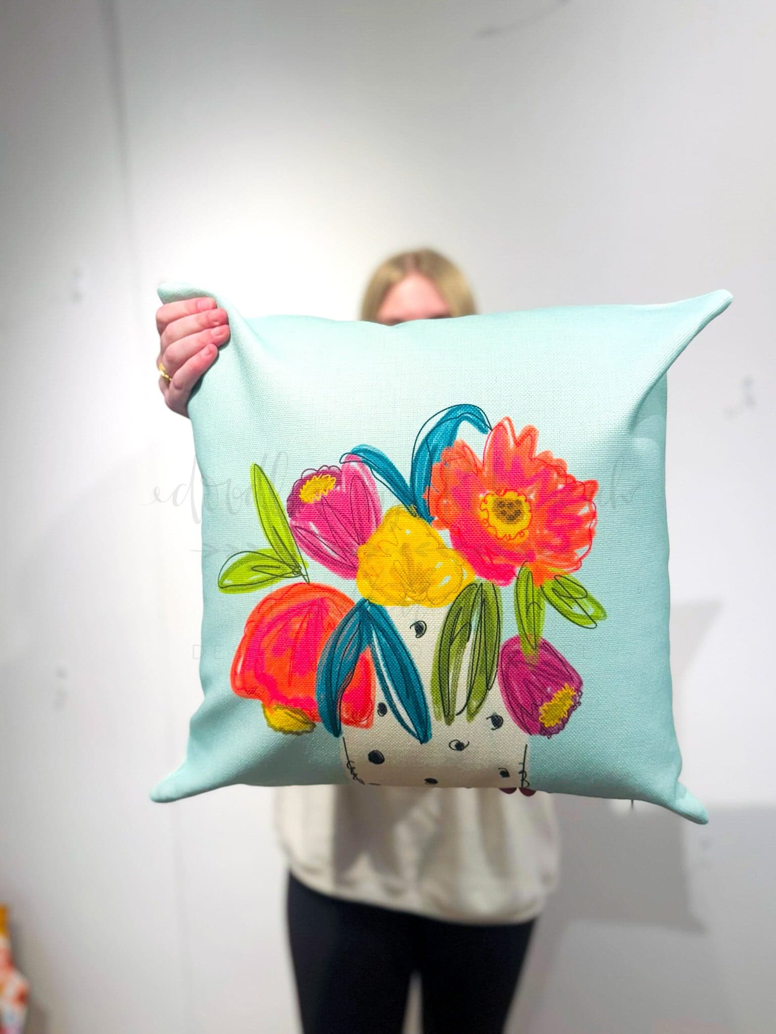 101 Flowers Square Pillow • Doodles by Rebekah