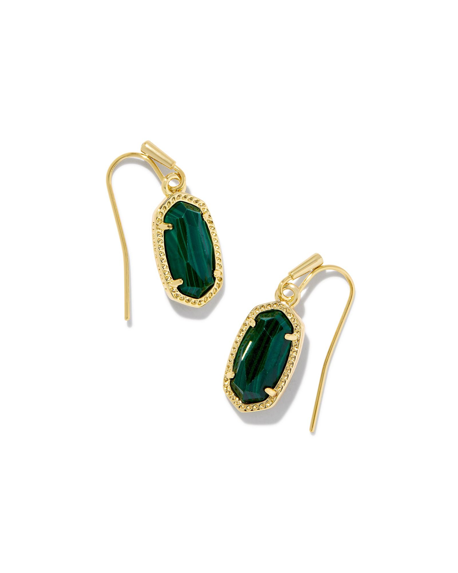 Kendra Scott Lee Drop Earrings - Gold Green Malachite