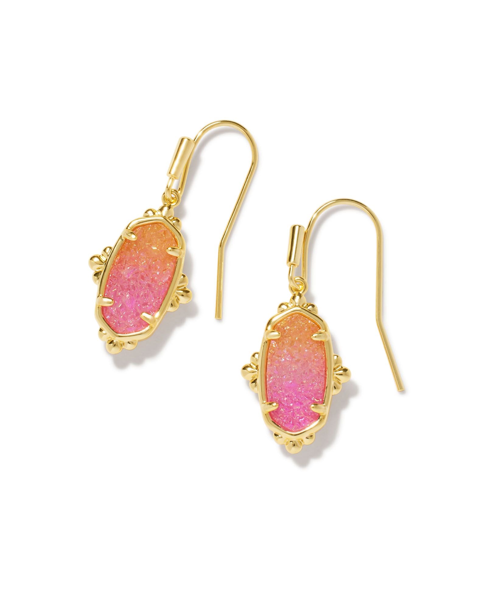 Kendra Scott Lee Petal Framed Drop Earrings - Gold Sunrise Ombré Drusy