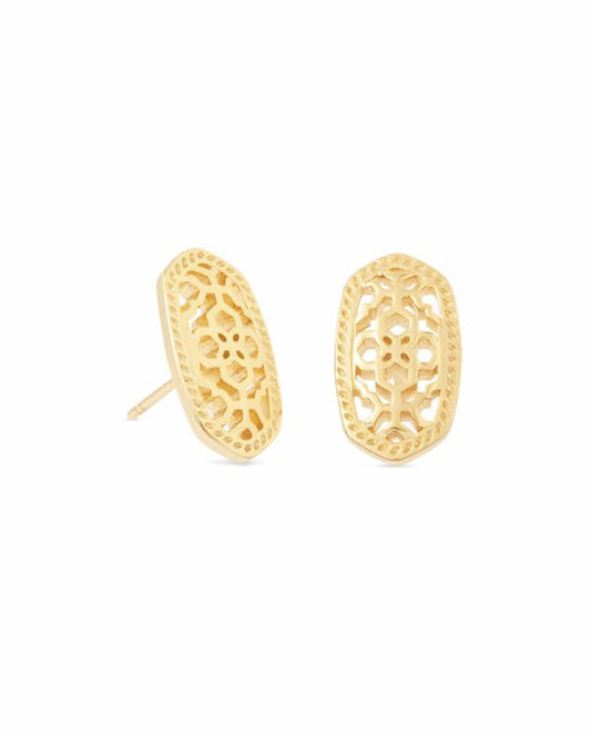 Kendra Scott Ellie Stud Earrings - Gold Filigree Metal
