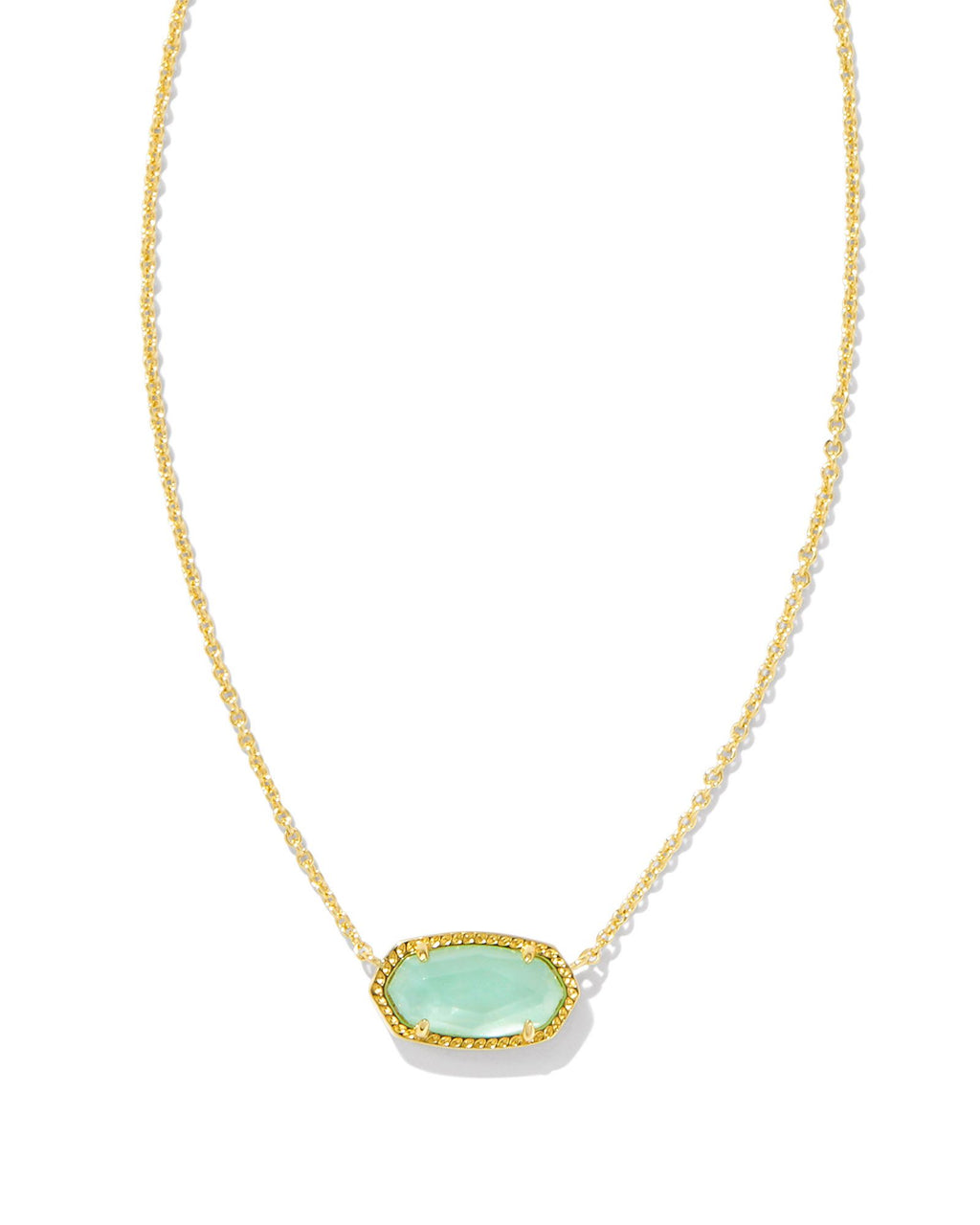 Kendra Scott Elisa Pendant Necklace -Gold Light Green Mother Of Pearl