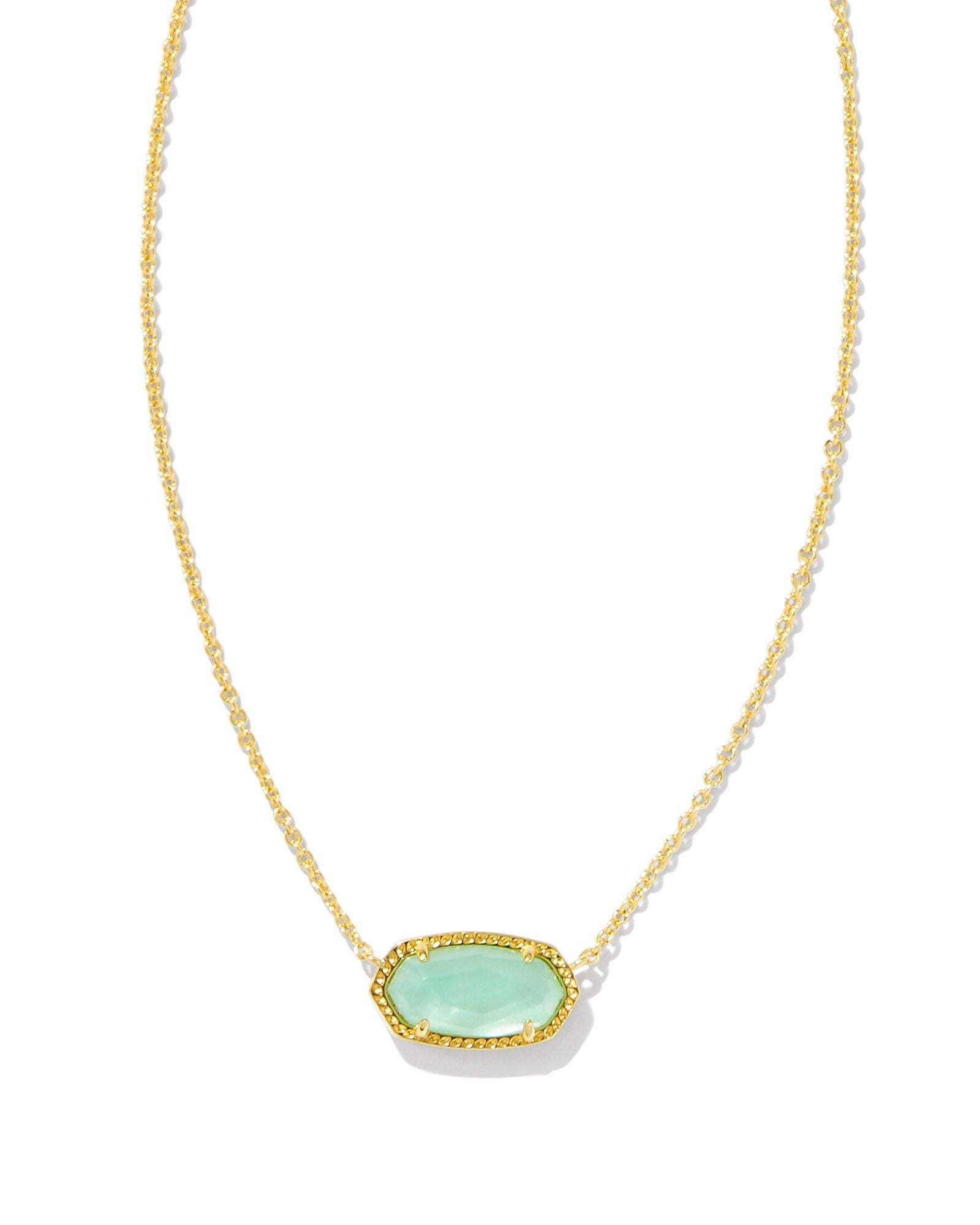 Kendra Scott Elisa Pendant Necklace -Gold Light Green Mother Of Pearl