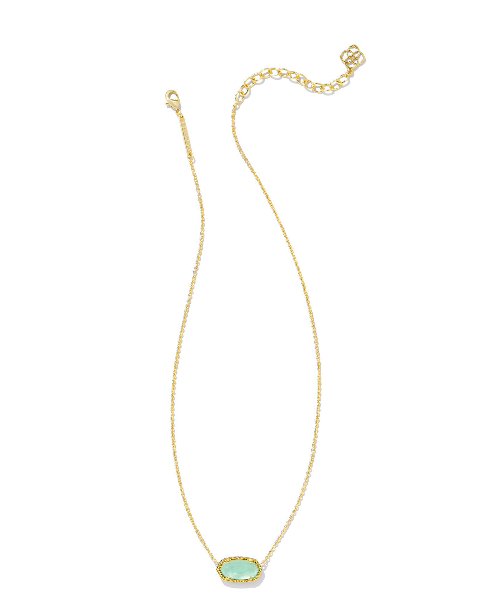 Kendra Scott Elisa Pendant Necklace -Gold Light Green Mother Of Pearl