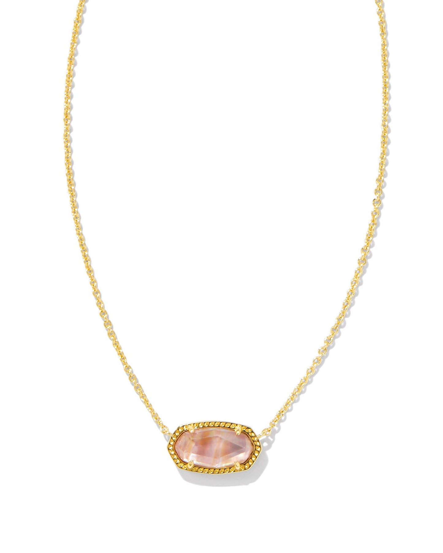 Kendra Scott Elisa Pendant Necklace -Gold Light Pink Iridescent Abalone
