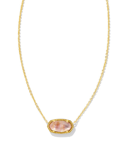 Kendra Scott Elisa Pendant Necklace -Gold Light Pink Iridescent Abalone