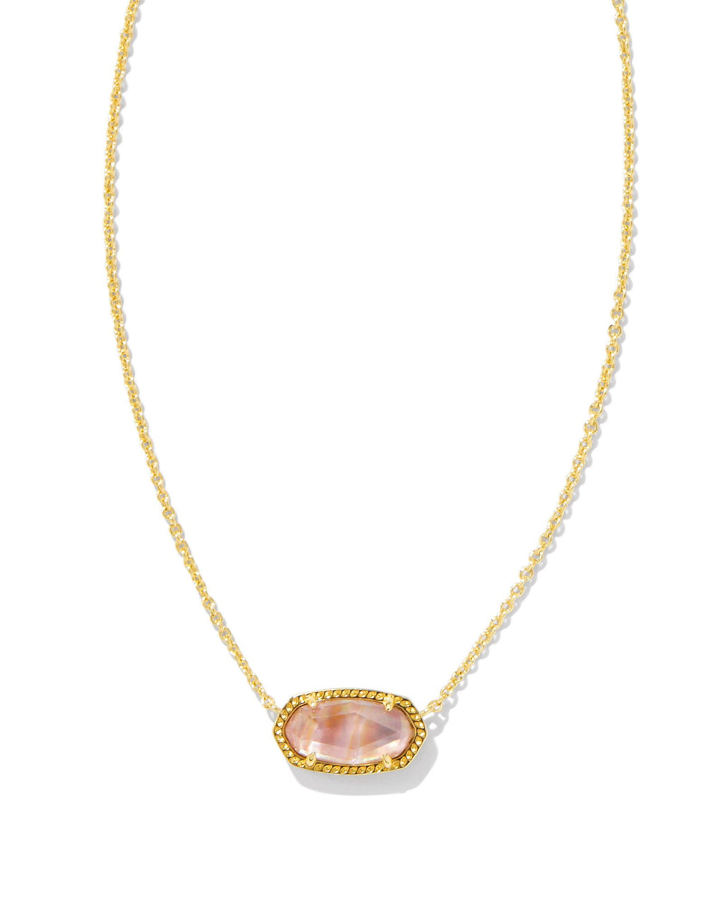 Kendra Scott Elisa Pendant Necklace -Gold Light Pink Iridescent Abalone
