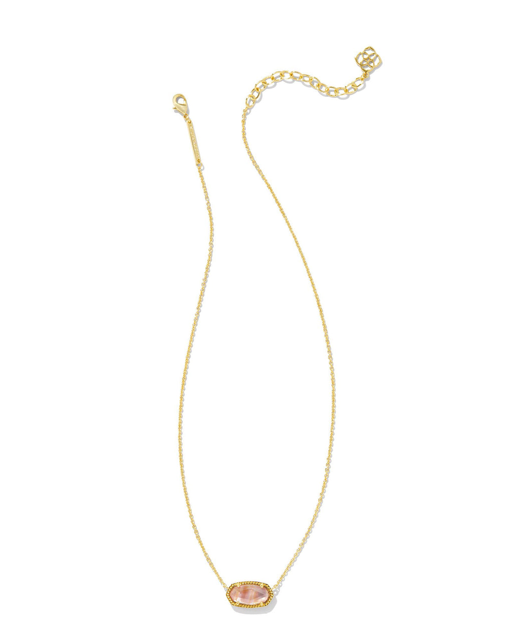 Kendra Scott Elisa Pendant Necklace -Gold Light Pink Iridescent Abalone