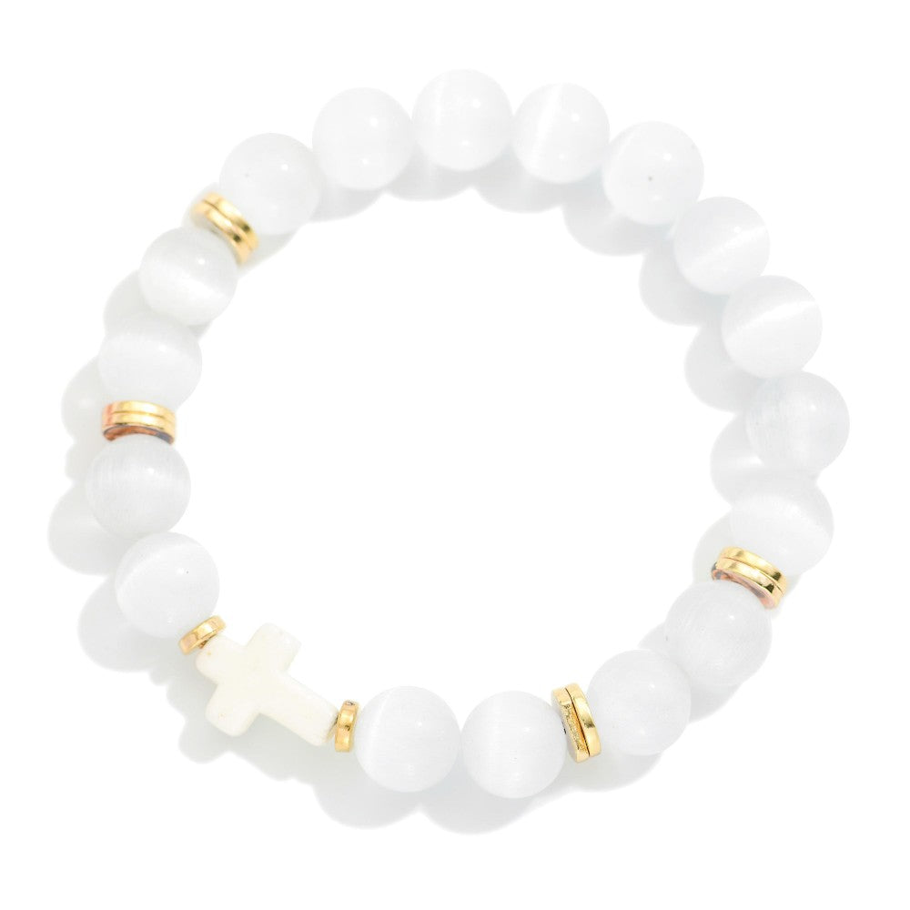 White Ella Cross Bracelet