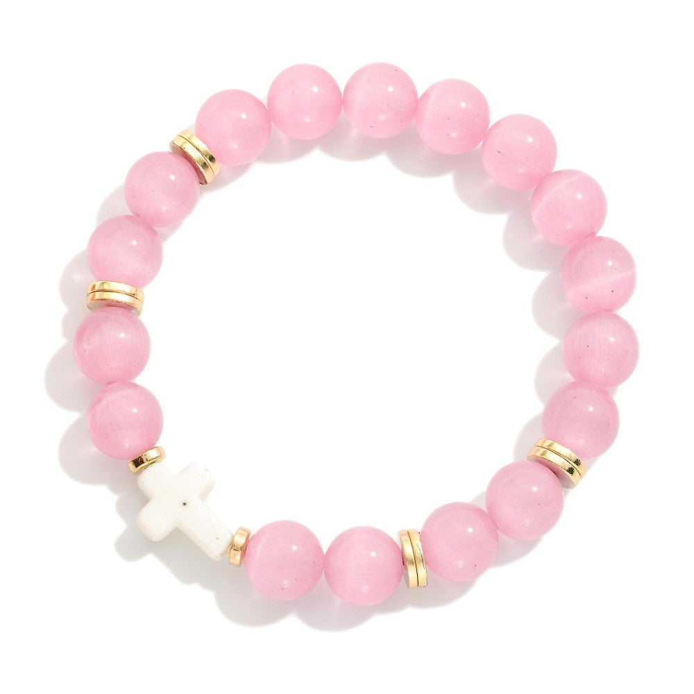 Pink Ella Cross Bracelet