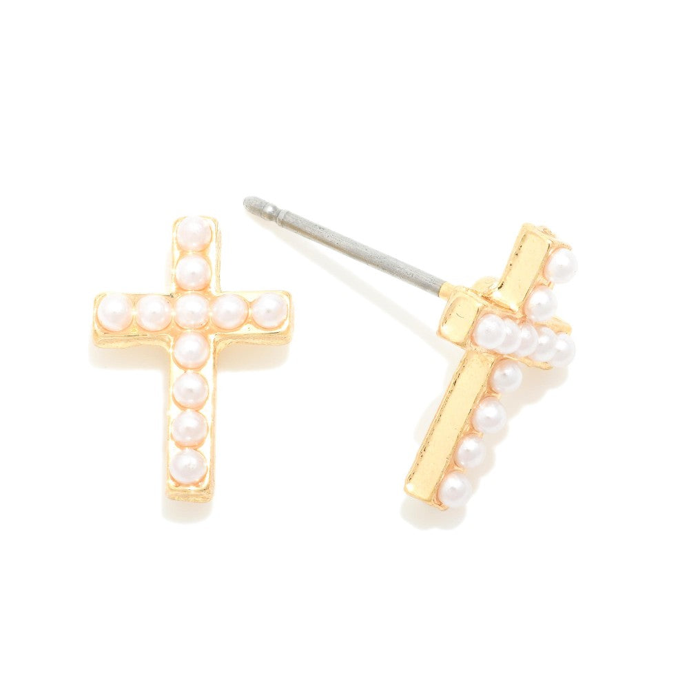 Pearl Cross Studs