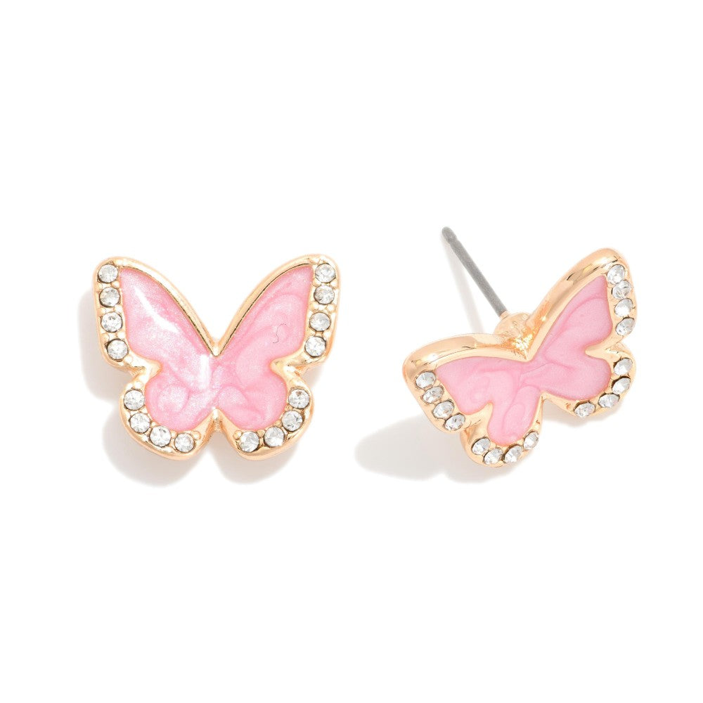 Pink Butterfly Studs