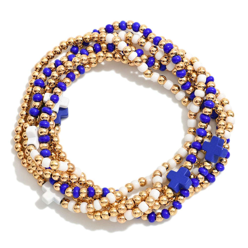 Royal Blue Spirit Cross Bracelet Set