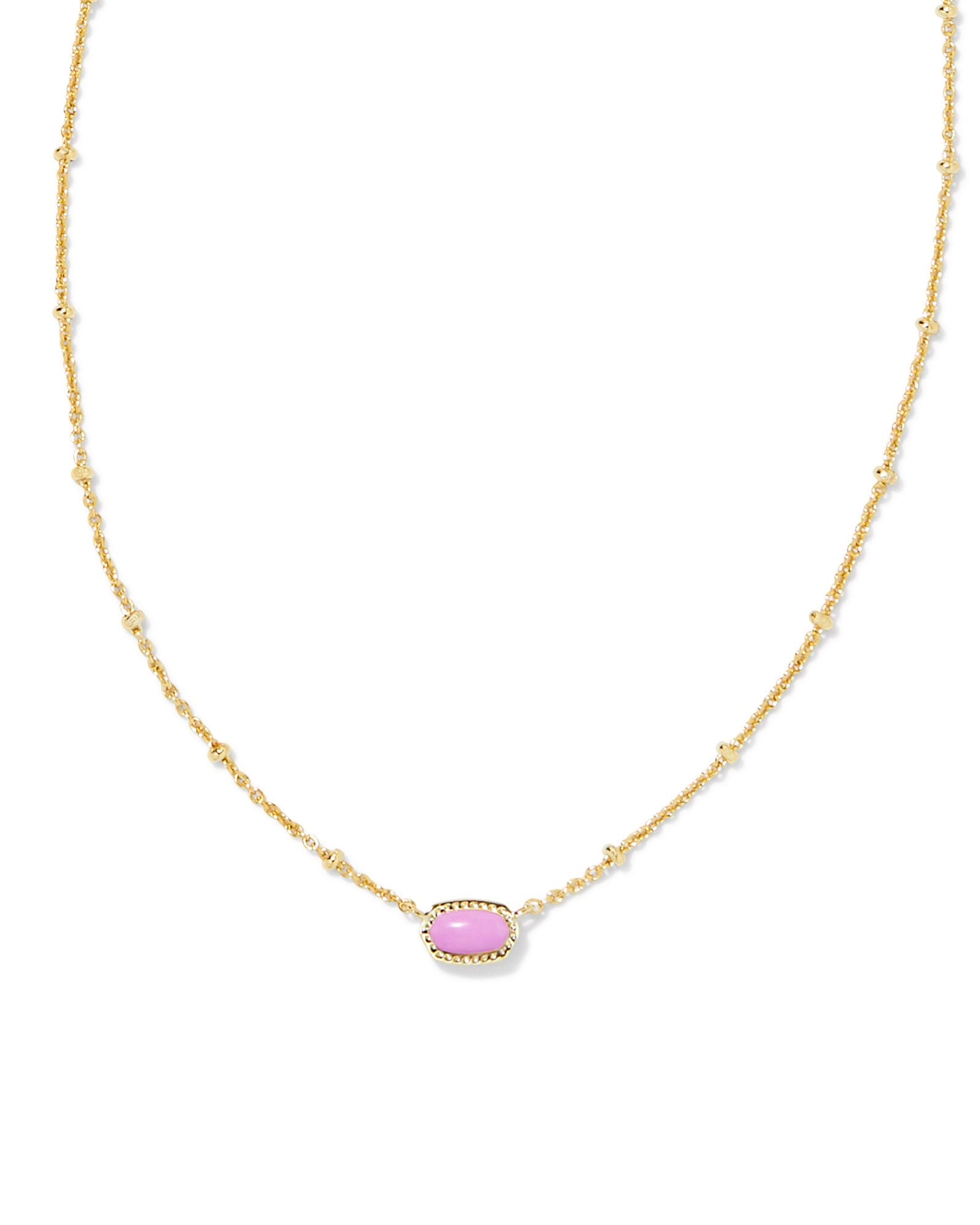 Kendra Scott Mini Elisa Satellite Short Pendant Necklace - Gold Fuschia Magnesite