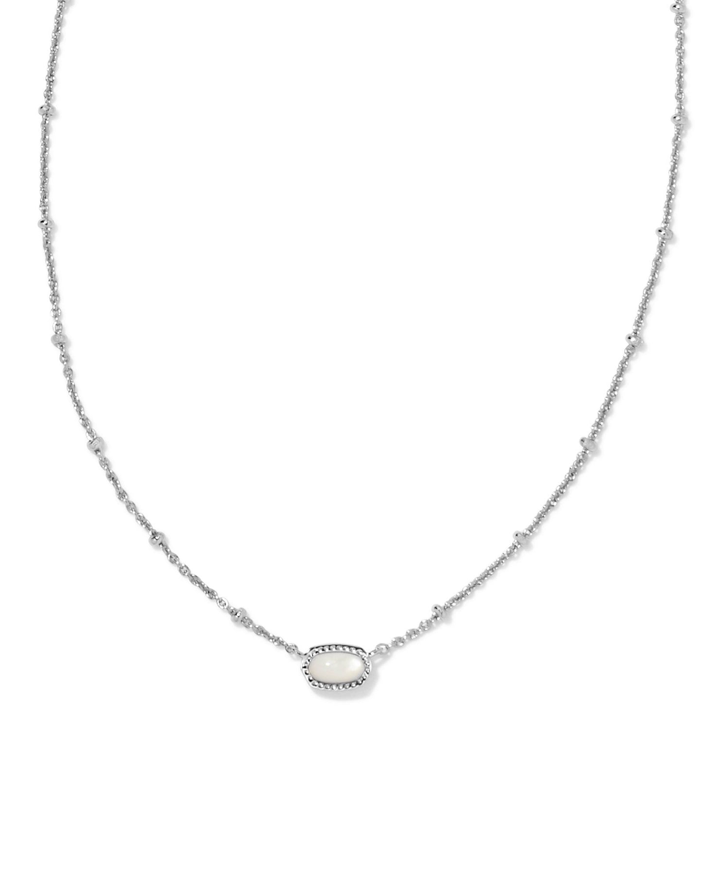 Kendra Scott Mini Elisa Satellite Short Pendant Necklace - Rhodium Ivory Mother Of Pearl