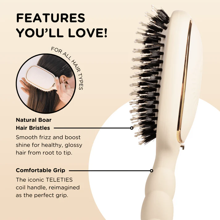TELETIES Detangler Hair Brush Boar Tan