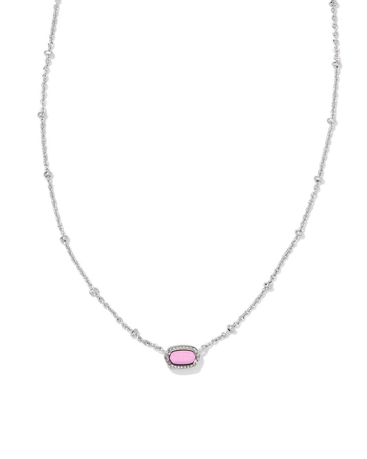 Kendra Scott Mini Elisa Satellite Short Pendant Necklace - Silver Fuschia Magnesite