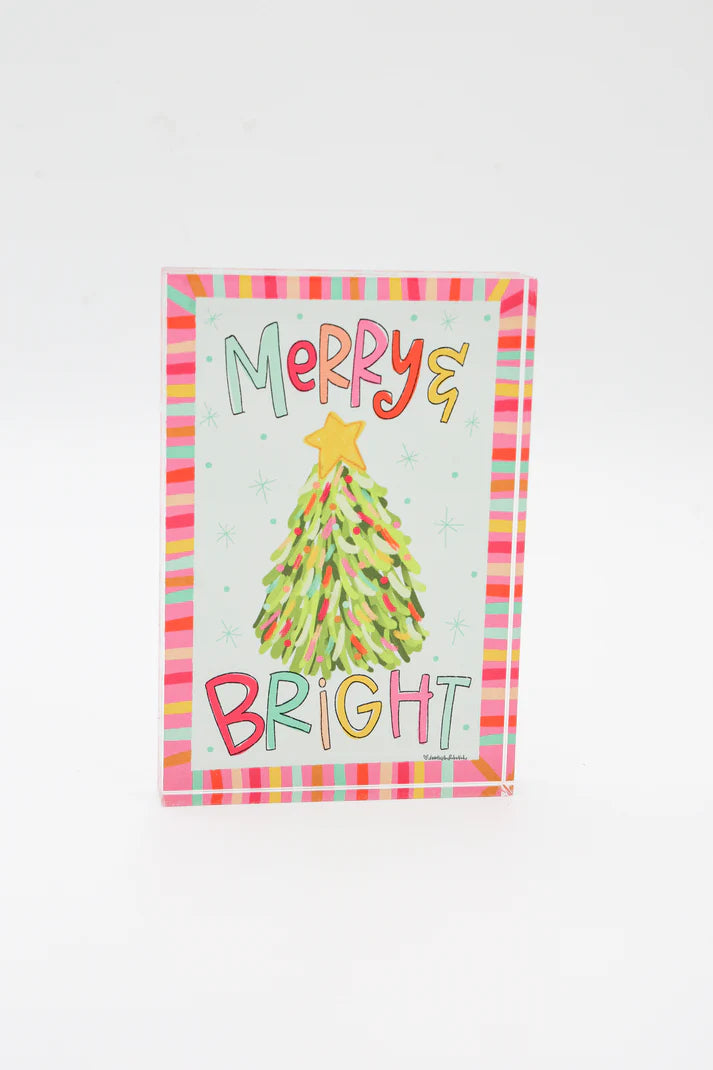 Merry and Bright Melissa Tree Acrylic Shelf Sitter - Doodles By Rebekah