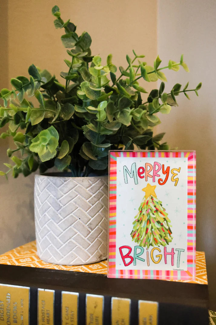 Merry and Bright Melissa Tree Acrylic Shelf Sitter - Doodles By Rebekah