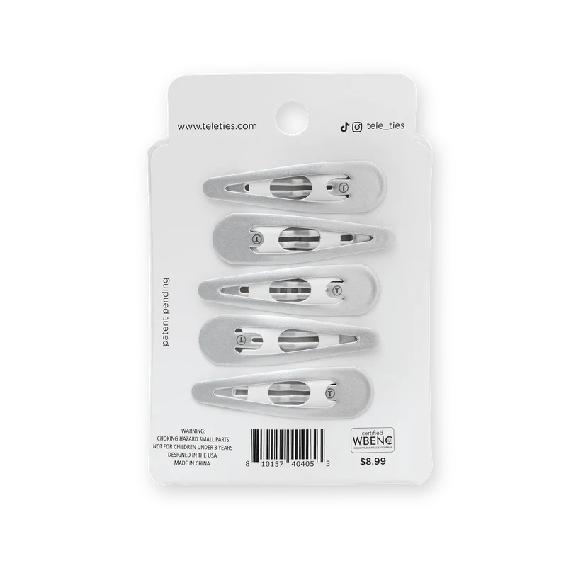 Silver Snap Clip 6ct (TELETIES)