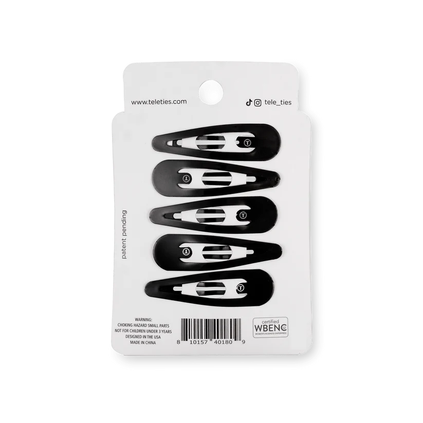 Jet Black Snap Clip 6ct (TELETIES)