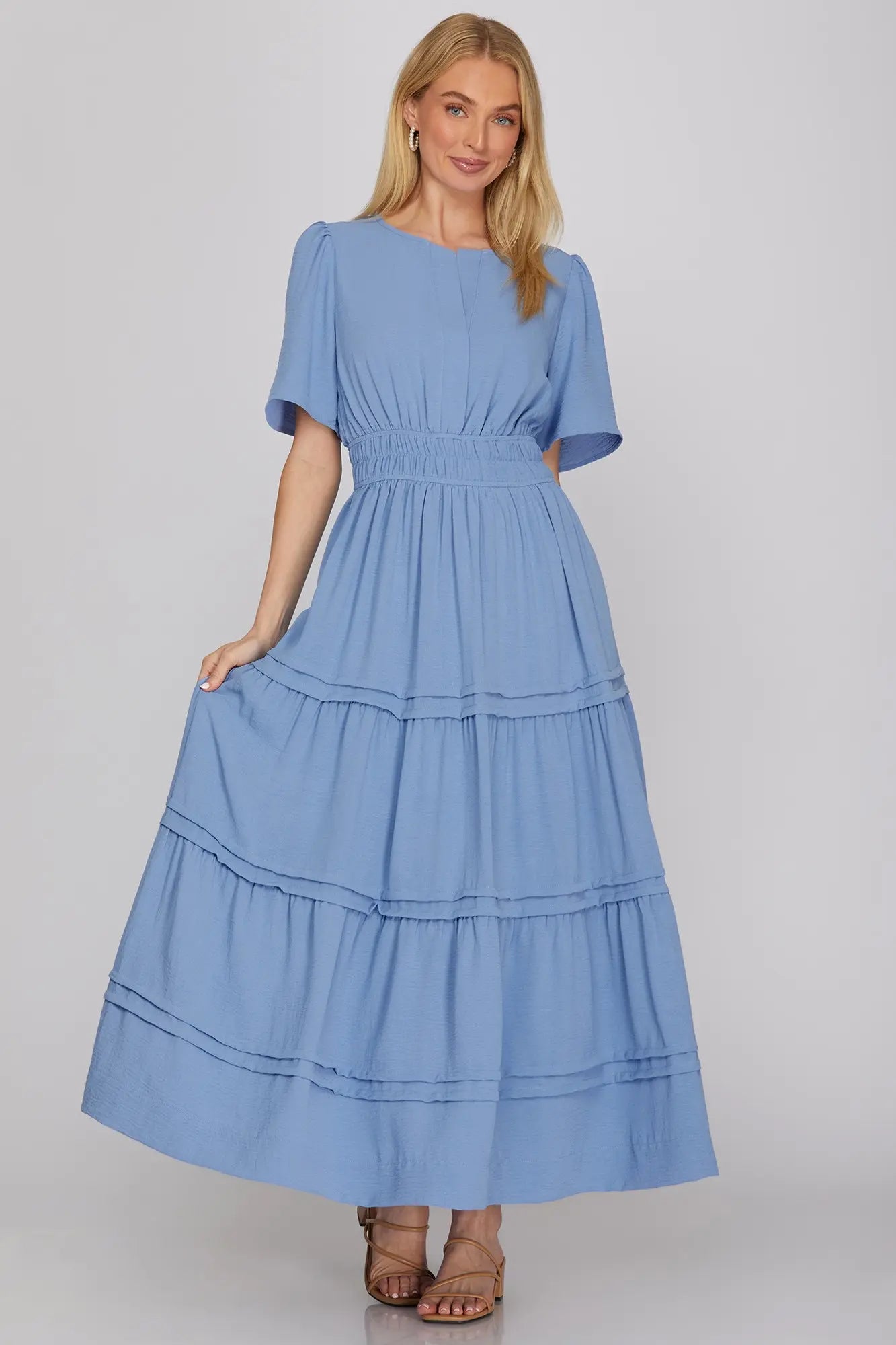 Periwinkle Solid Midi Dress