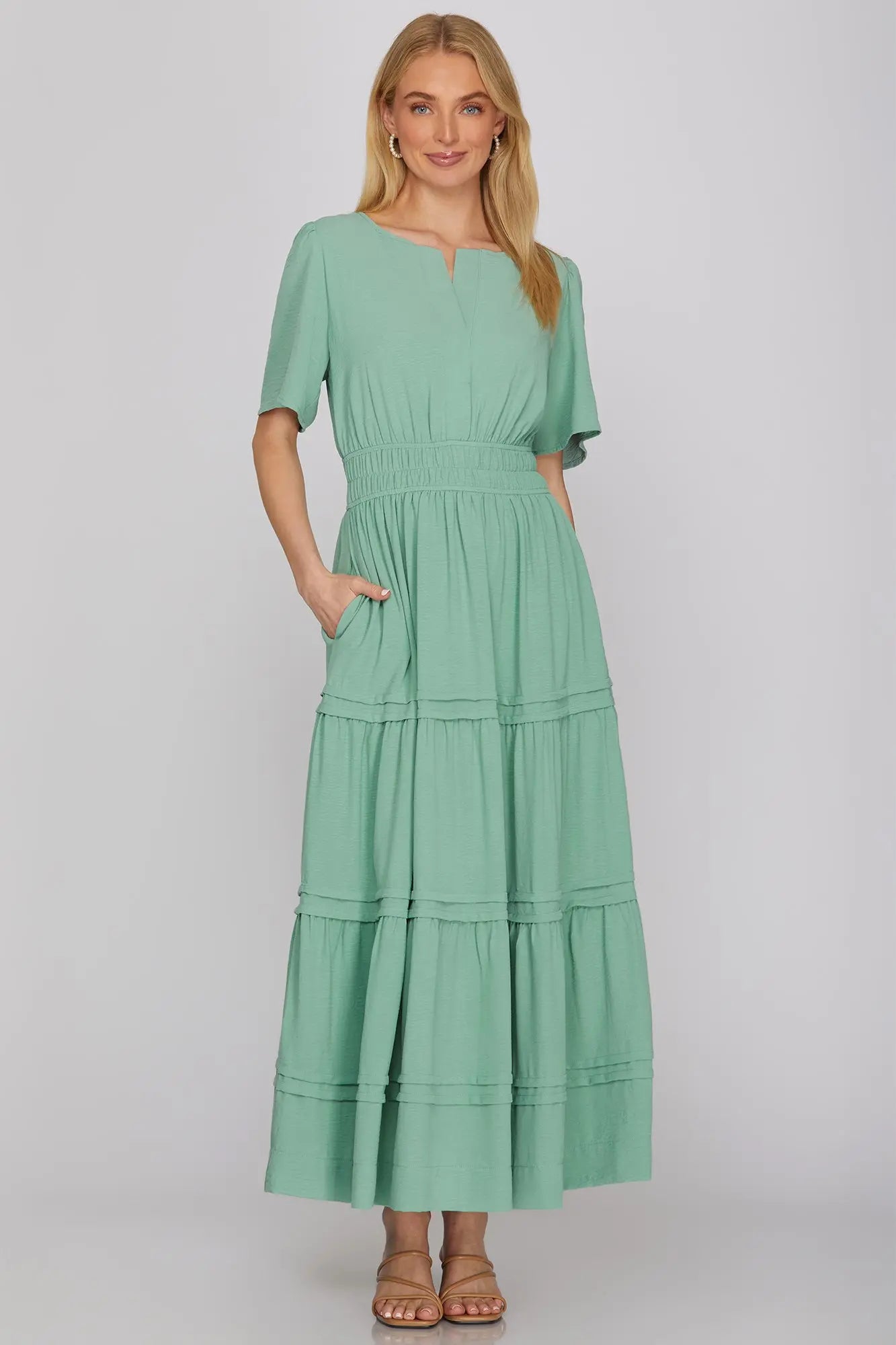 Sage Solid Midi Dress *FINAL SALE*