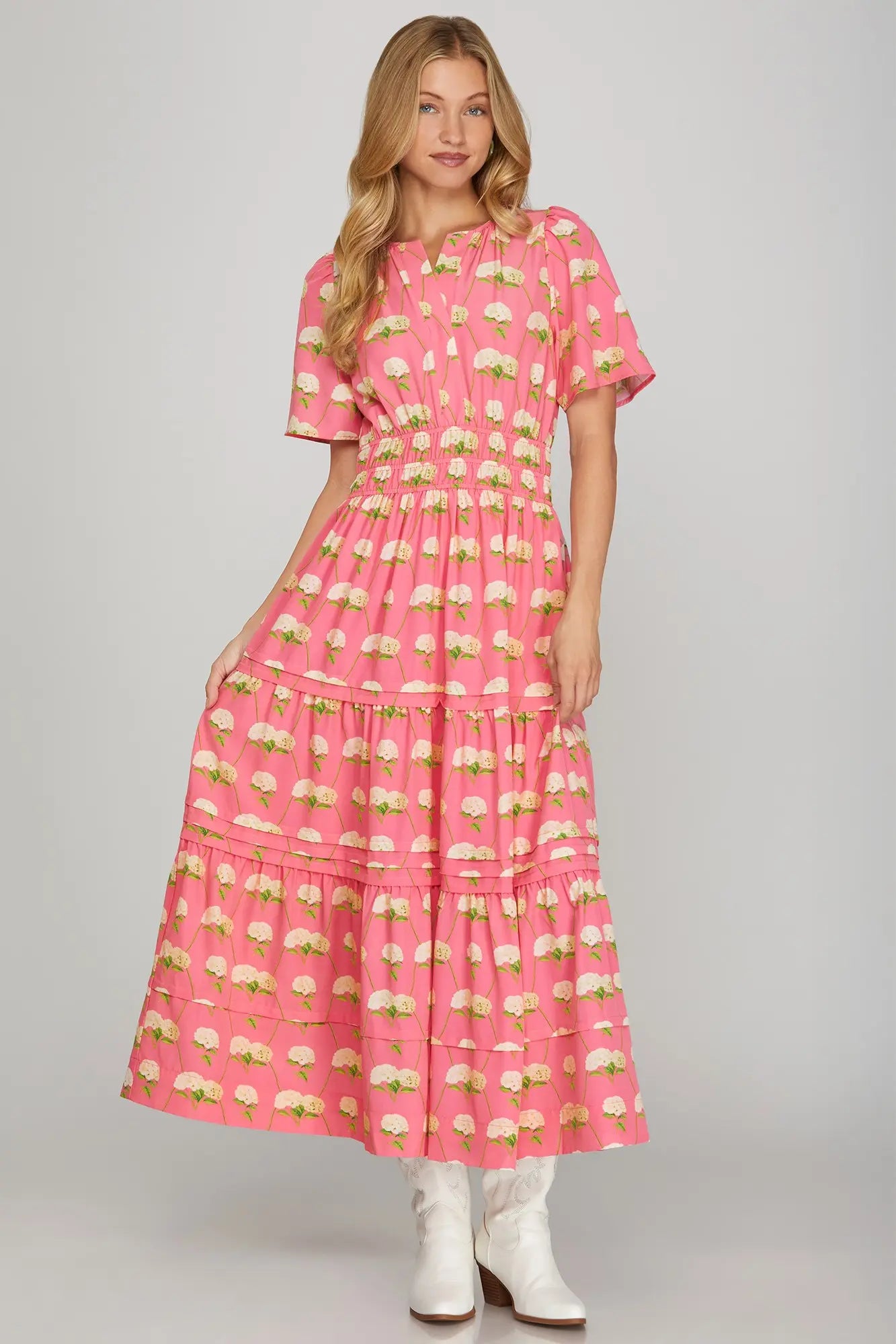Pink | Hydrangea Midi Dress