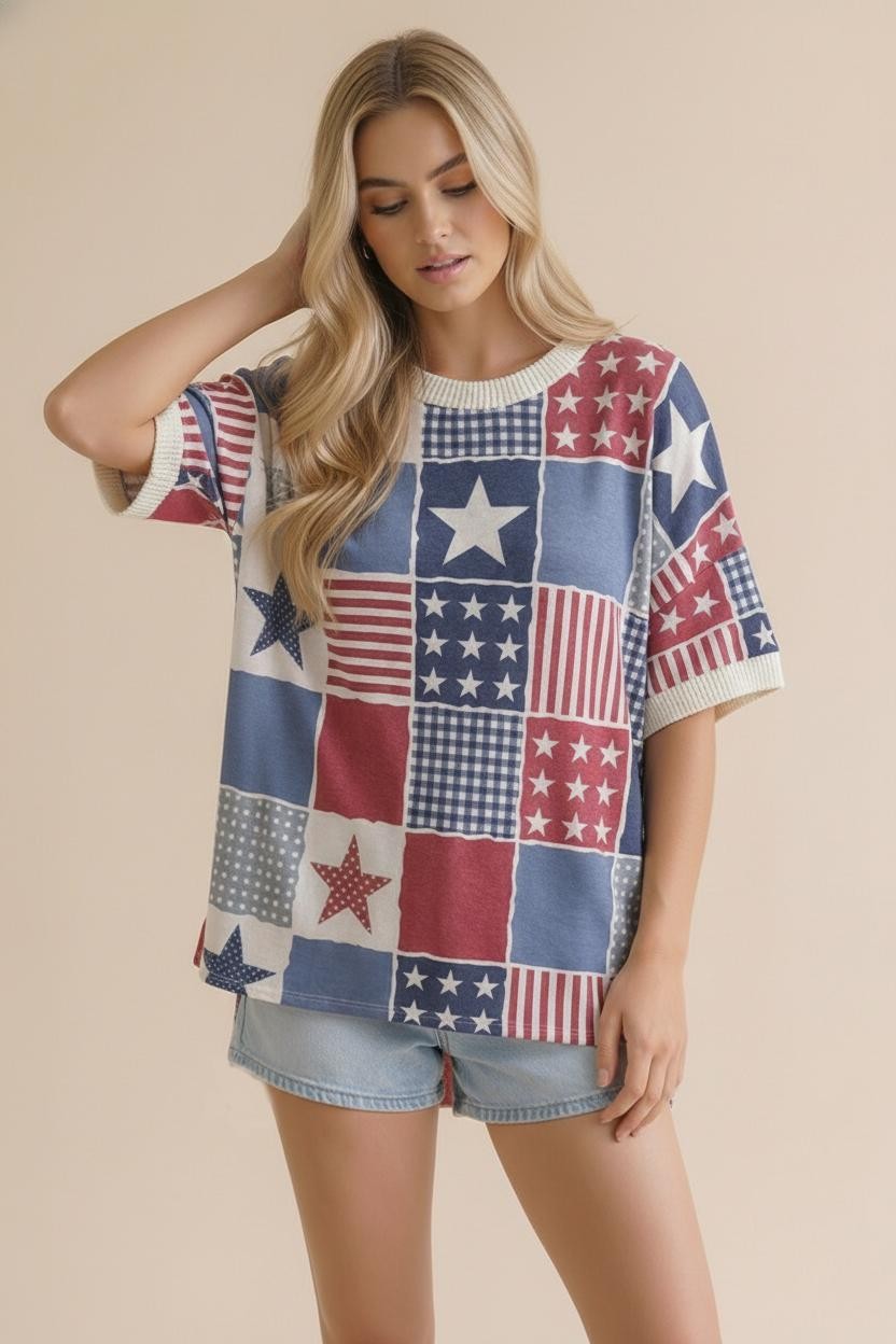 Star & Stripe Patchwork Print