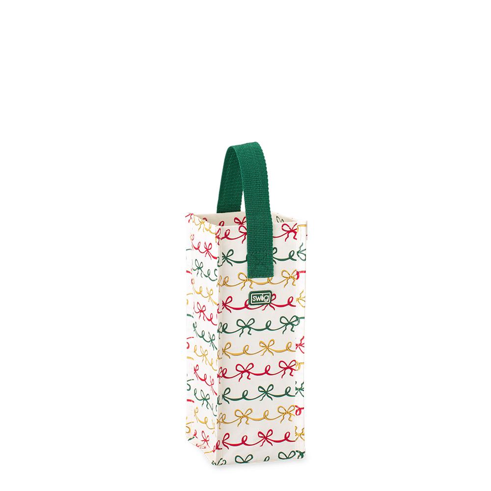 Christmas Bows Swig Reusable Wine Gift Bag