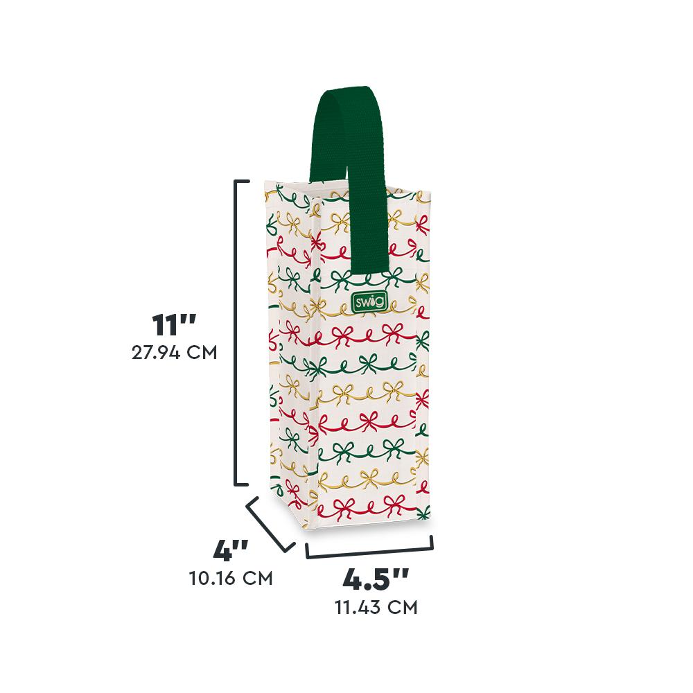 Christmas Bows Swig Reusable Wine Gift Bag