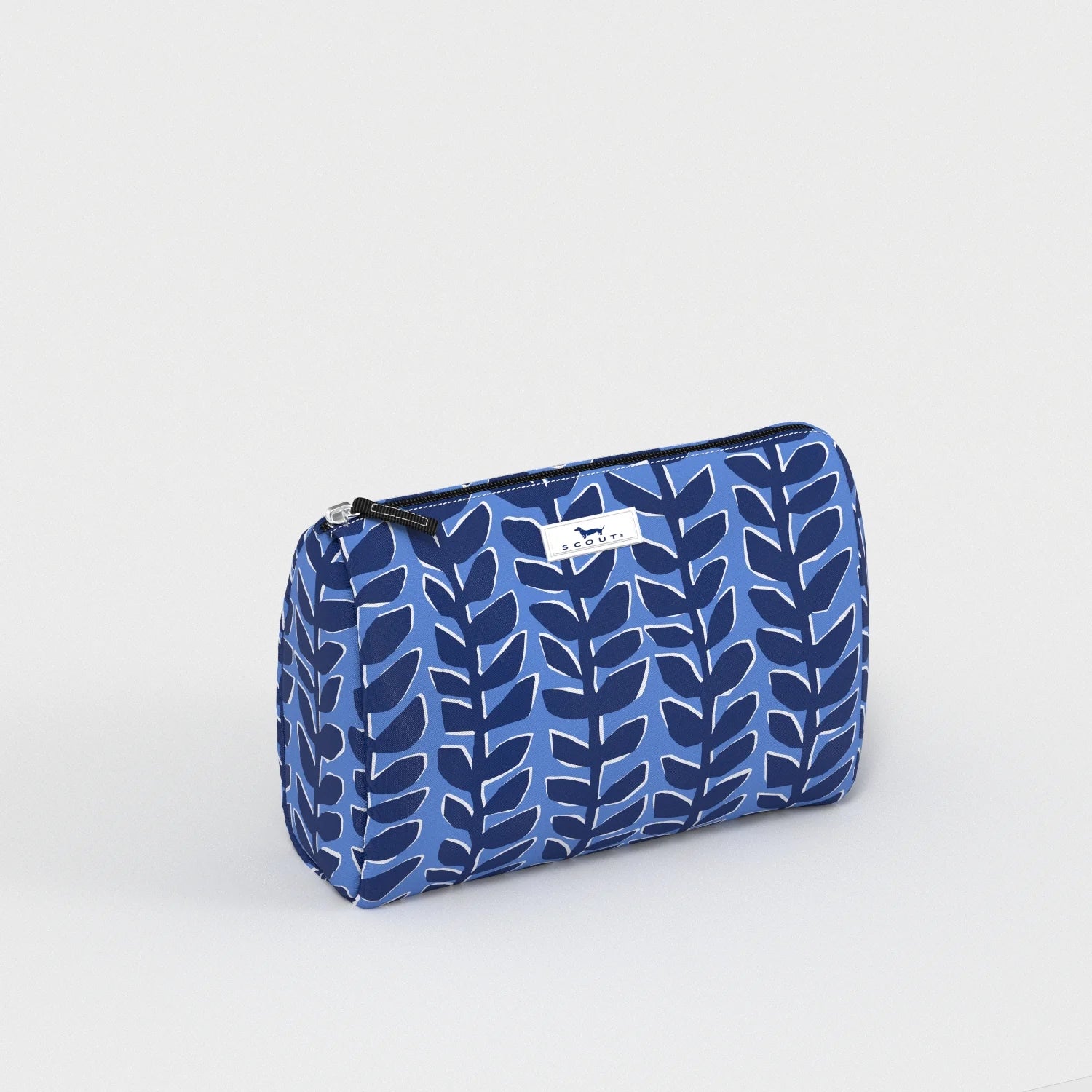 Blue floral patterned makeup bag